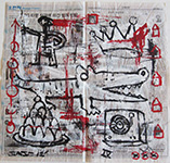 untitled (acrylic & collage on Korean newsprint)